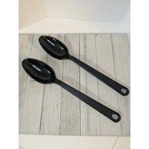 NEW Set 2 Tailor Made Products Black Nylon Plastic Solid Spoons 11 1/2" Basting